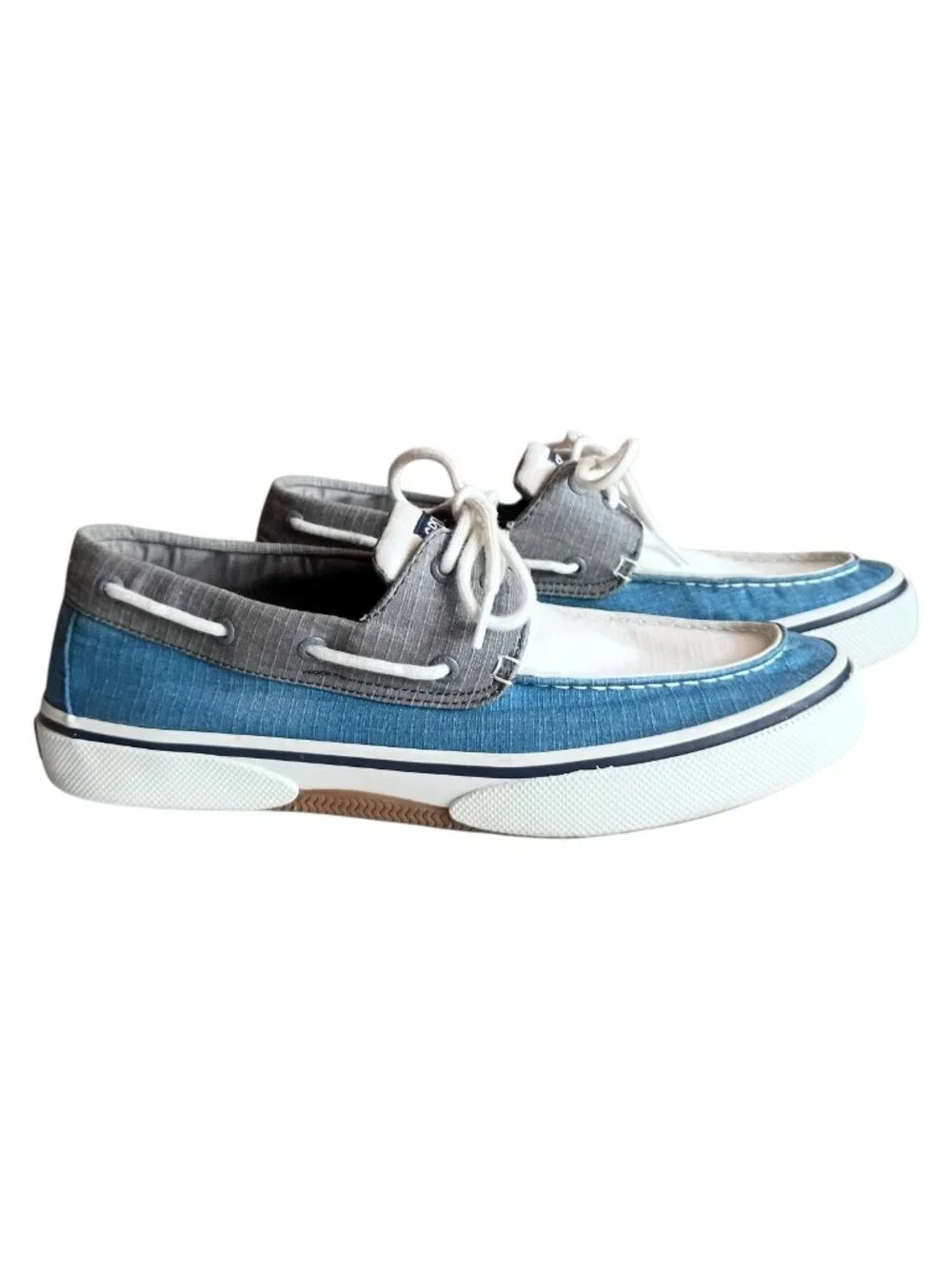 SPERRY Men's Halyard 2 Eye RipStop Blue Gray Casual Boat Shoes Sz 10.5